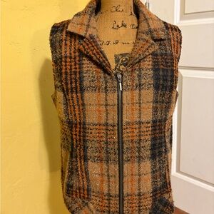 Christopher banks plaid tweed vest